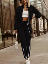Load image into Gallery viewer, Women's New Zipper Long Sleeve Lace Up Fashion Suit
