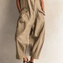 Load image into Gallery viewer, Jumpsuits Women Rompers Summer Fashion Sleeveless Lapel Loose Comfortable Solid Pocket Vacation Casual Jumpsuits Womens Clothing
