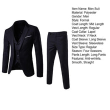 Load image into Gallery viewer, Men Blazers 3 Pieces Slim Fit Turn down Collar Vest Pants Jackets Suit

