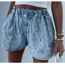 Load image into Gallery viewer, Denim Shorts for Women Streetwear Fashionable and Casual Rhinestone Versatile Y2k Cowboy Half Pants for Female Summer 2024 New
