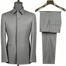 Load image into Gallery viewer, Tailor Made Safari Suits For Men 2 Pcs Casual Square Collar Jacket Pants Formal Business Official Daily Wear Costume Homme
