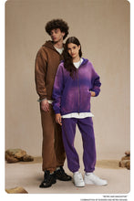 Lade das Bild in den Galerie-Viewer, ZODF  Retro  Men Spray-Dyed Zipper Hoodies Unisex
