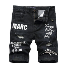 Load image into Gallery viewer, Men Summer White Ripped Denim Shorts Male Holes Short Jeans New Fashion Streetwear Stretch Jeans Shorts Pants Srtaight Fit Jeans
