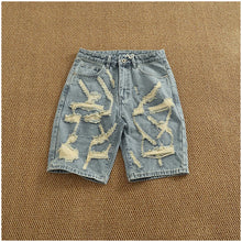 Load image into Gallery viewer, Ripped hole plankton handsome high street trend denim shorts men summer everything to do old washed pants five quarter pants
