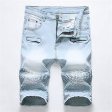 Load image into Gallery viewer, 2026 Summer Men's Red Rose Embroidered Jeans Shorts, Fashion Casual Shorts Black Blue White Men Torn and Frayed Denim Shorts
