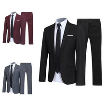 Load image into Gallery viewer, Men Suit Set Turndown Collar Lapel Pockets Buttons Groom Suit Set Solid Color Suit Pants Two Pieces Set Stylish Men Sets
