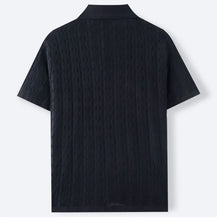 Load image into Gallery viewer, Summe Embroidery Men's Short Sleeved Fashion knitted Shirt 2025 Men's Business Solid Color Casual Button Cardigan POLO Shirt Top

