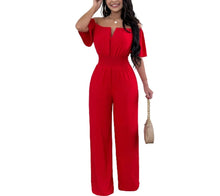 Load image into Gallery viewer, 2026 Jumpsuits for Women Summer Fashion Off Shoulder Casual Short Sleeve Wide Leg Rompers Sexy Slim Ladies Overalls Streetwear
