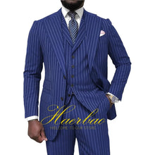 Load image into Gallery viewer, Men's Pinstripe  3 Piece Classic Slim Fit  Suits
