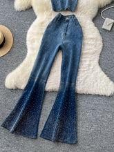 Cargar imagen en el visor de la galería, Conjunto de pantalón vaquero sexy de manga corta

