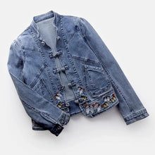 Load image into Gallery viewer, Women's Short Cropped Denim Jacket
