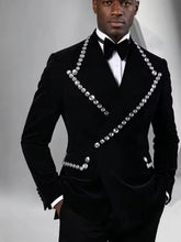 Load image into Gallery viewer, Men's Houndstooth Plaid  Tuxedo Attire Customized 3 Piece Sets
