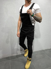 Load image into Gallery viewer, Men's Tie Dye Denim Overalls, Slim Fit and Slimming  Jeans
