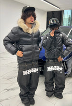 Lade das Bild in den Galerie-Viewer, Casual  Print Letters Straight Wide Legs Black Baggy Jeans
