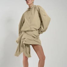 Load image into Gallery viewer, Women Two Piece Set Elegant Chic Long Sleeve Shirt Top + Irregular Mini Skirt Set Autumn Y2K Ins Personal Outfits Streetwear
