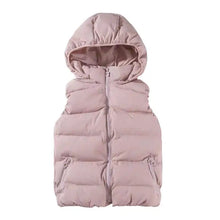 Load image into Gallery viewer, Women's Short Padded Quilted Vest Warm Slimming Detachable Cap Jacket.

