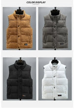 Load image into Gallery viewer, 2025 New Vest Jacket Men's Autumn Winter Warm Coat Stand Collar Padded Waistcoat Corduroy Work Wear Male Clothes M-5XL
