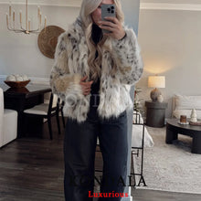 Load image into Gallery viewer, KONDALA Casual Leopard Faux Fur Jackets Women Long Sleeve Buttons Loose Jackets Fashion 2025 Autumn Winter Thick Warm Outwears
