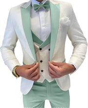 Load image into Gallery viewer, Mens Jacquard Suit 3 Piece Slim Fit Suits Prom Formal Business Suit for Men Jacket Vest Pants Wedding Suit
