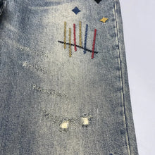 Load image into Gallery viewer, Trendy Edgy And Stylish Men's  With Patchwork Embroidery And Prints Loose-fitting Straight Leg Jeans
