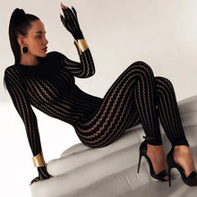 Load image into Gallery viewer, Black Jumpsuits Women Sexy Fishnet See Through Long Rompers 2026 Summer Women Pants Skinny Rompers Jumpsuits Overalls Pantyhose

