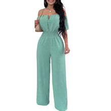 Load image into Gallery viewer, 2026 Jumpsuits for Women Summer Fashion Off Shoulder Casual Short Sleeve Wide Leg Rompers Sexy Slim Ladies Overalls Streetwear
