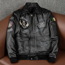 Load image into Gallery viewer, 2025 New Spring Men's Genuine Leather Jacket Embroidery Bomber Cowhide Air Force Jacket Motorcycle Leather Coat A2 Biker Clothes
