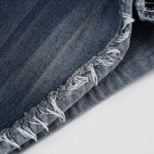 Load image into Gallery viewer, Slim-Fitting Frayed Hem Denim Shorts
