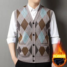 Load image into Gallery viewer, Mens Business Casual Knit Vest Winter V Neck Suit Vest Single Breasted Cardigan Vest
