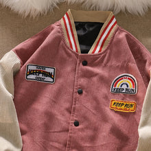 Load image into Gallery viewer, Men Baseball  Embroidered Letters Corduroy Loose Jacket
