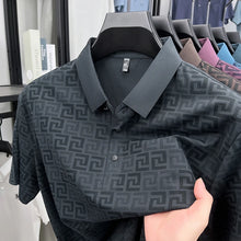 Load image into Gallery viewer, Men's High End New Summer Printed Business Collar Polo Shirt Ice Silk Fashionable Casual Collar T-Shirt Comfort Top Men's Wear
