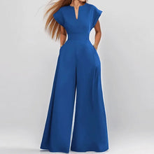 Load image into Gallery viewer, Elegant High Waist Sexy V-neck Short Sleeved Commuting Wide Leg Jumpsuit
