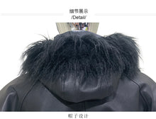 Load image into Gallery viewer, Mauroicardi Autumn Winter Short Oversized Black Warm Pu Leather Jacket Men with Faux Fur Trim Hood Loose Casual Korean Fashion
