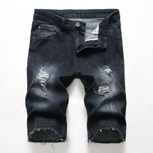 Load image into Gallery viewer, 2026 Summer Men's Red Rose Embroidered Jeans Shorts, Fashion Casual Shorts Black Blue White Men Torn and Frayed Denim Shorts
