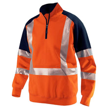 Load image into Gallery viewer, Orange Navy Sweatshirt for Man Hi Vis Hoodie Work with Zip Fleece Jacket
