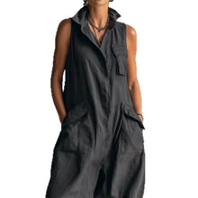 Load image into Gallery viewer, Jumpsuits Women Rompers Summer Fashion Sleeveless Lapel Loose Comfortable Solid Pocket Vacation Casual Jumpsuits Womens Clothing
