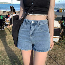 Load image into Gallery viewer, Black White Elegant Slim Denim Shorts
