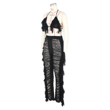 Load image into Gallery viewer, Sexy Two Piece Pant Sets Women Hollow Out Trousers Matching Sets Strapless Tassels Hole Pencil Pants Suits High Street Summer
