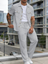 Load image into Gallery viewer, Men's Summer Fashion Comfortable Casual Sports Two-Piece Suit Workwear Shirt And Pants Set Short Sleeve Shirt

