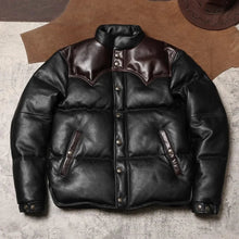 Load image into Gallery viewer, YR-Original Thick Leather Winter Jacket, Vintage Style, Heavy Real Cowhide Coat, 400g Duck Down Cloth, Quality Wholesales
