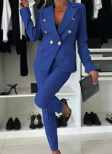 Load image into Gallery viewer, Two Piece Sets Woman Outfit 2025 Spring Solid Color Versatile Temperament Blazer Coat &amp; Fashiona Casual Pocket Design Pants Set
