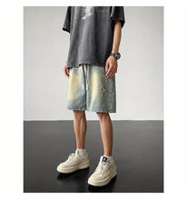 Load image into Gallery viewer, Embroidered Denim Shorts Men's Summer American Retro Street Five-point Pants Trendy Brand Trendy Loose
