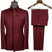 Load image into Gallery viewer, Tailor Made Safari Suits For Men 2 Pcs Casual Square Collar Jacket Pants Formal Business Official Daily Wear Costume Homme
