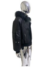 Load image into Gallery viewer, Mauroicardi Autumn Winter Short Oversized Black Warm Pu Leather Jacket Men with Faux Fur Trim Hood Loose Casual Korean Fashion
