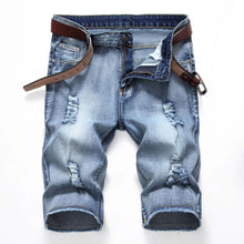 Load image into Gallery viewer, 2026 Summer Men's Red Rose Embroidered Jeans Shorts, Fashion Casual Shorts Black Blue White Men Torn and Frayed Denim Shorts
