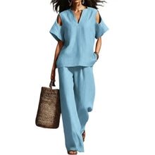 Load image into Gallery viewer, Women Two-piece Suit Summer Women's Set, Women's Short Sleeved Fashion Casual Pants Two-piece Set Versatile Women Clothing
