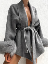 Load image into Gallery viewer, Luxury Mixed Color Faux Fur Coats Women Fashion  Long Sleeves Warm loose Jacket Lady 2025 Winter Warm High Street Gradient Coats
