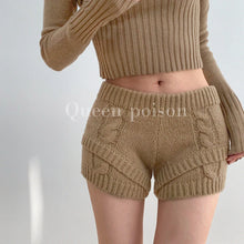 Load image into Gallery viewer, Womens Knitted Shorts Thick Drawstring Elastic Waist Soft Breathable High Waist Female Versatile Y2k Casual Knitting Mini Shorts
