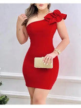 Load image into Gallery viewer, Sexy Mini Dress Women 2025 Summer New Fashion One Shoulder Ruffle Hem Bodycon Dress Elegant  Woman Clothing Party Dresses
