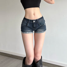 Load image into Gallery viewer, Slim-Fitting Frayed Hem Denim Shorts
